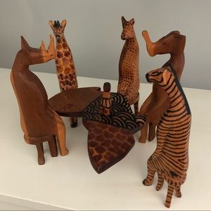 Hand crafted wooden African animals